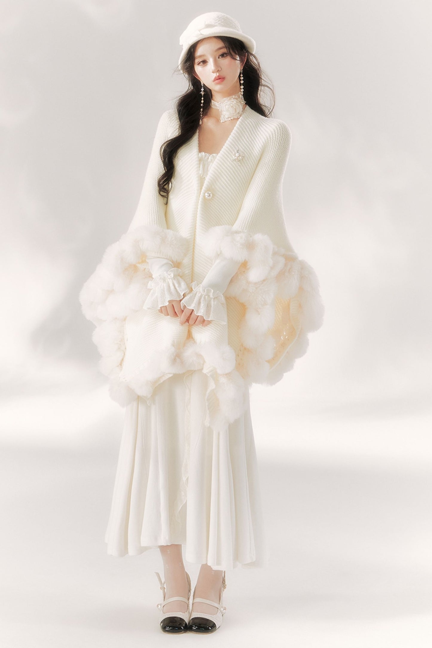 Robe sirène à volants clair de lune éclatant