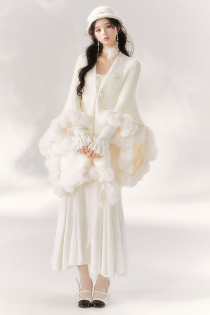 Robe sirène à volants clair de lune éclatant