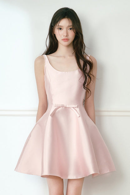 Pink Satin Sleeveless Dress
