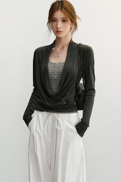 Cross V-Neck Knit Top and Camisole Set