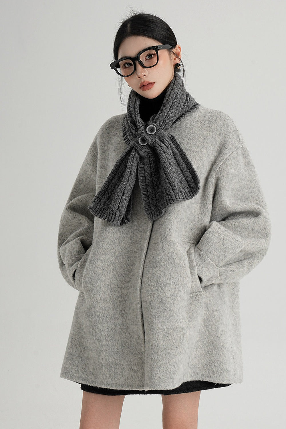 Scarf Collar Double-Sided Wool Coat