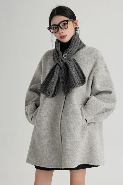 Scarf Collar Double-Sided Wool Coat