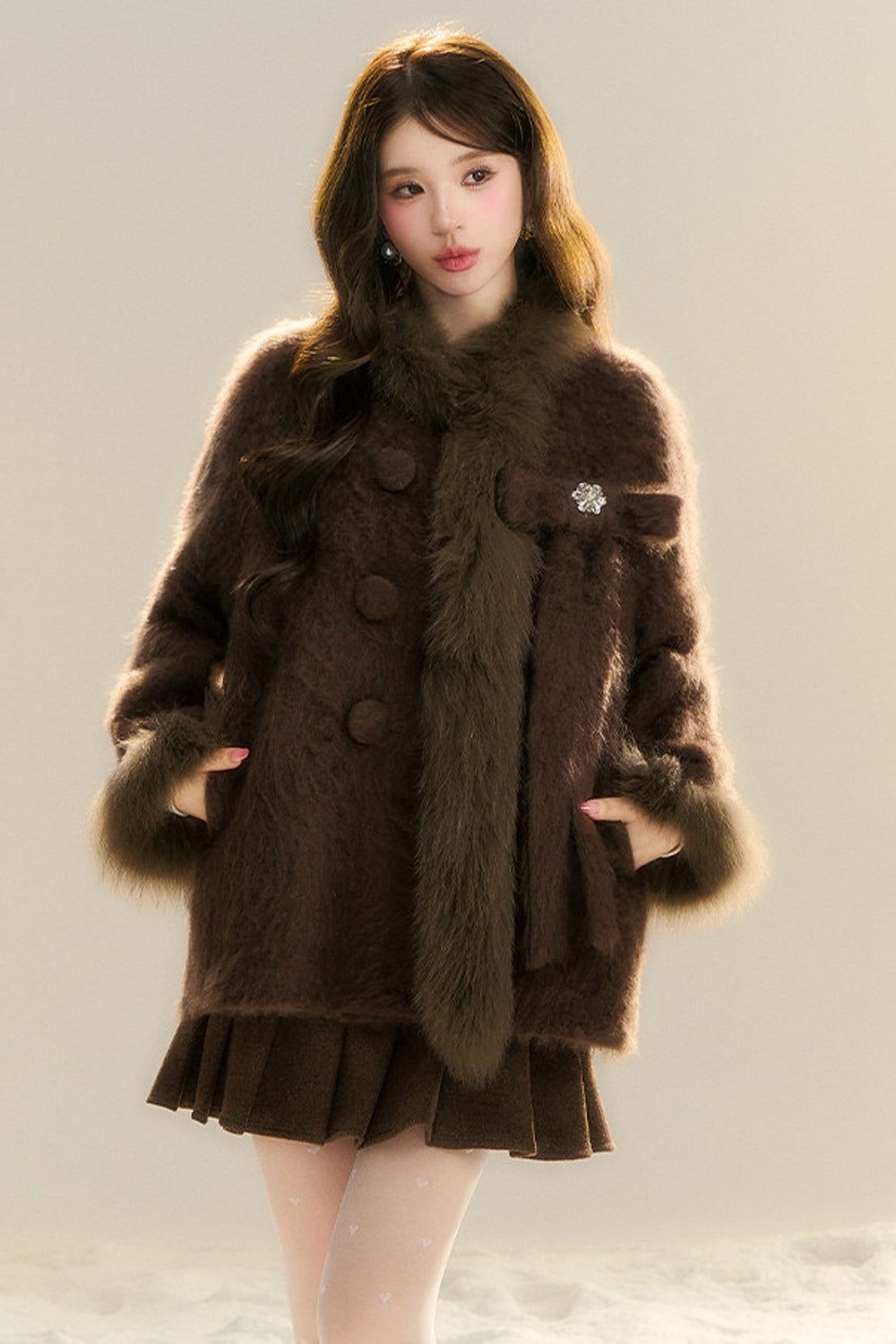 Cappotto in pile 100% lana Principessa delle nevi