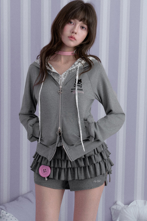 Leopard Print Layered Hoodie Jacket