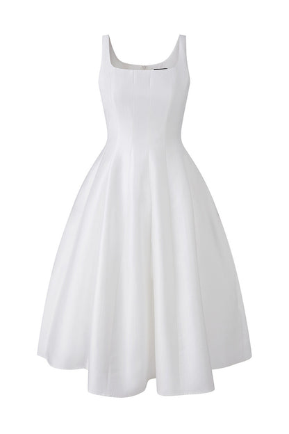 Lyocell Square-Neck A-Line Dress