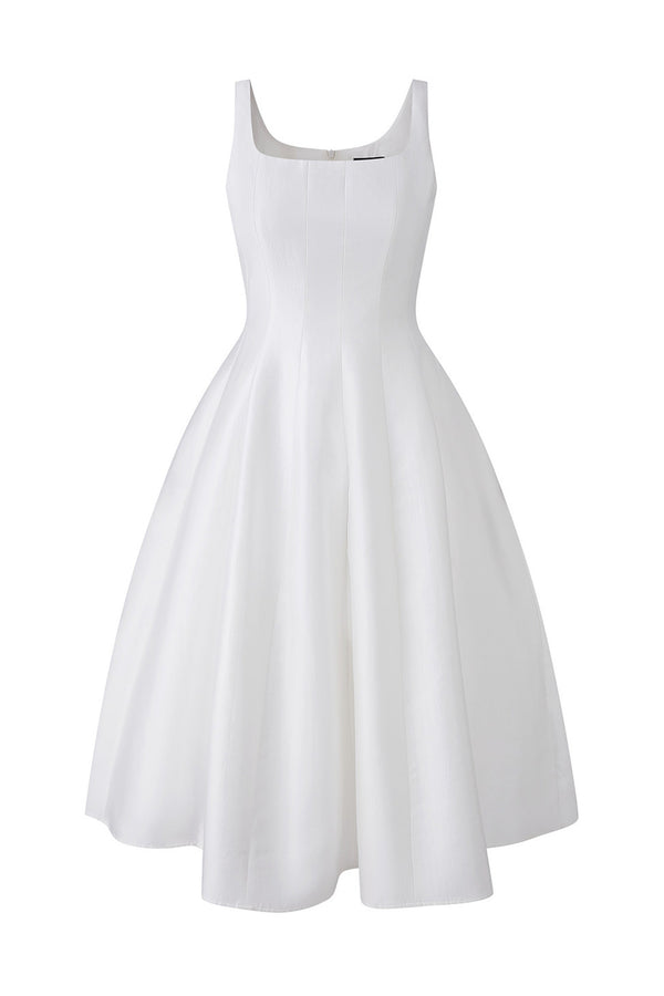 Lyocell Square-Neck A-Line Dress