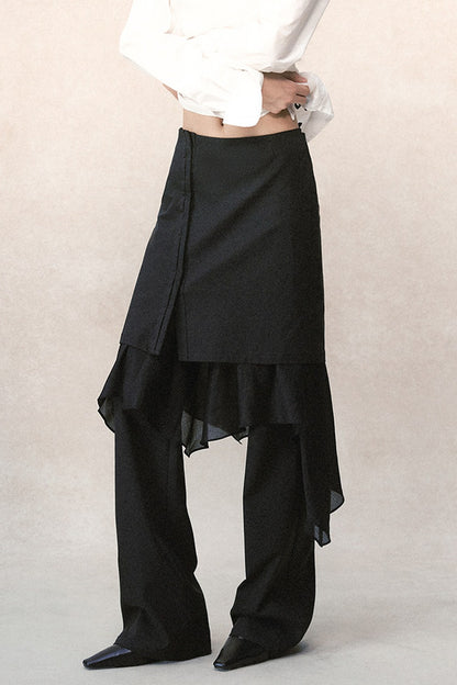 Detachable Ruffle Skirt and Trousers Set