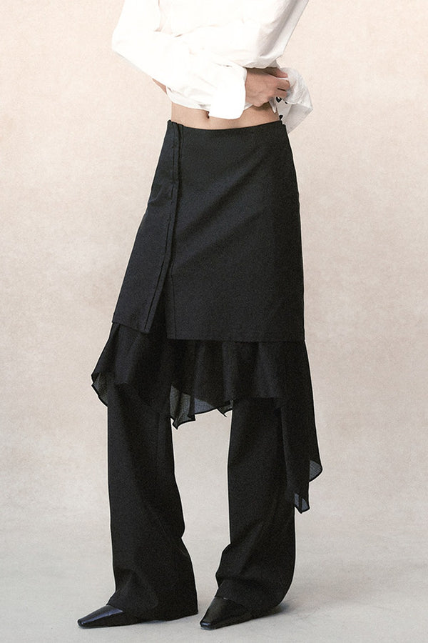 Detachable Ruffle Skirt and Trousers Set