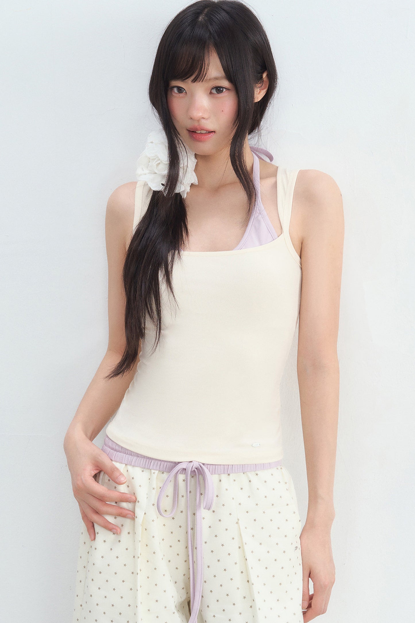 Halter Color-Blocked Camisole and Trousers Set