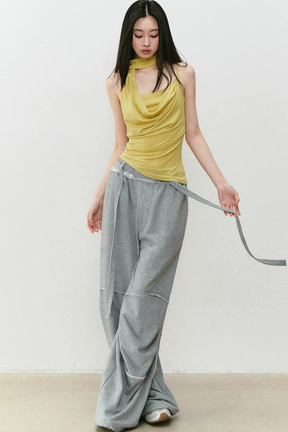 Color-Blocked Frayed Sweatpants