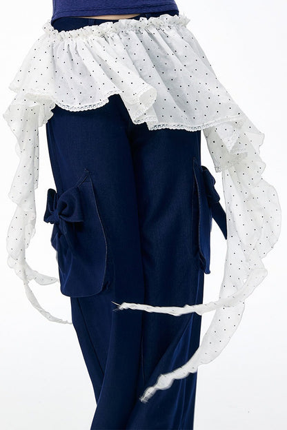 White Polka Dot Irregular Layered-Look Skirt