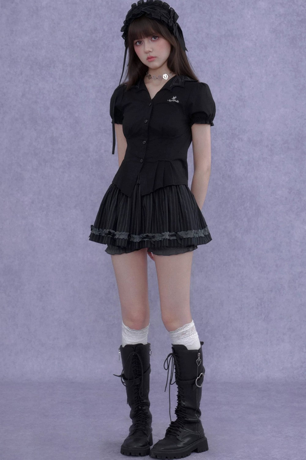 Dark Lolita Slimming Pumpkin Skirt Set