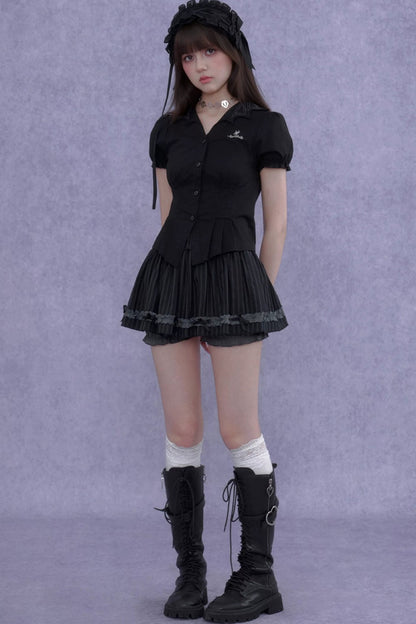 Dark Lolita Slimming Pumpkin Skirt Set