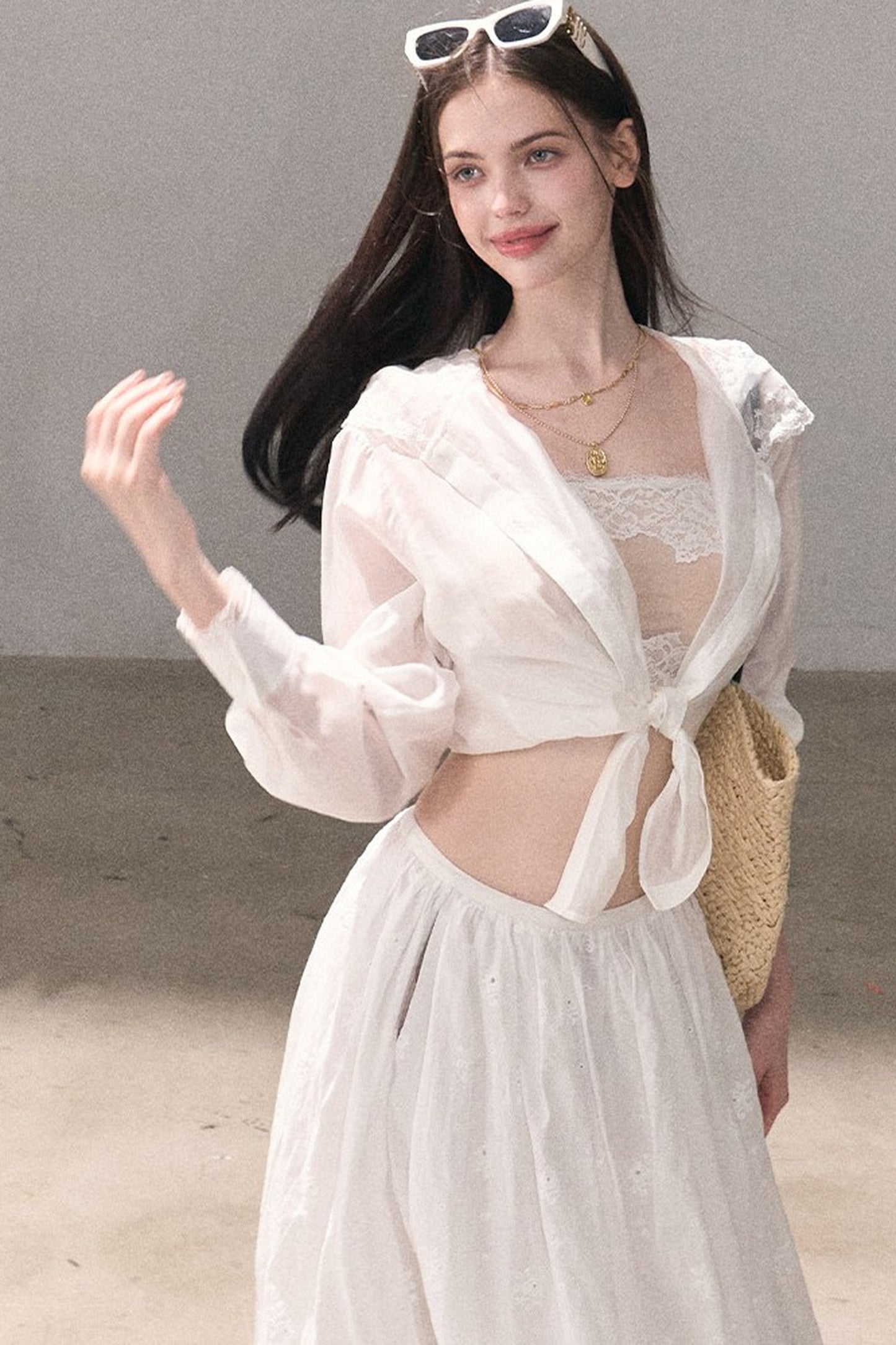 Lyocell Lace Hooded Cardigan
