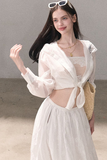Lyocell Lace Hooded Cardigan