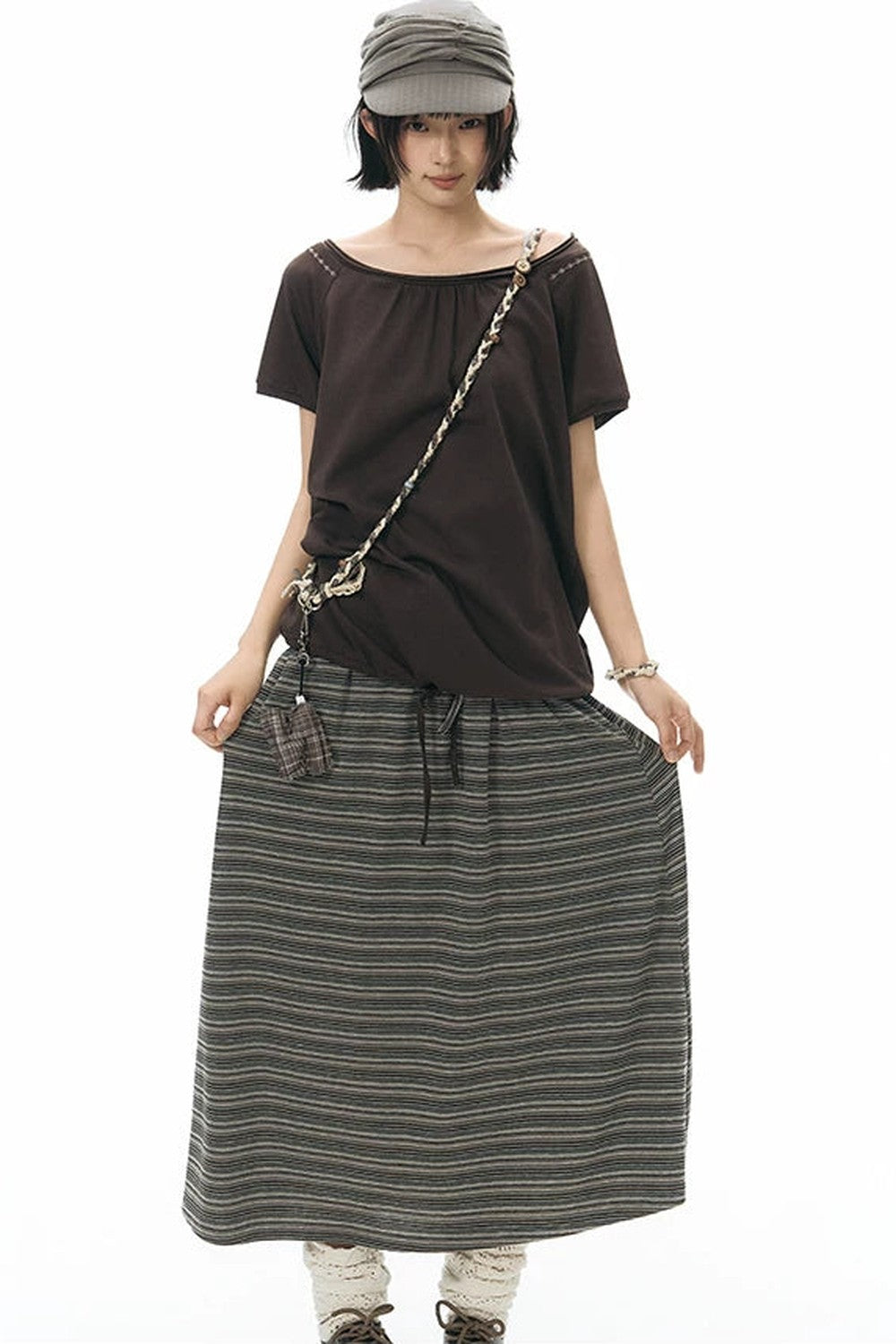 Hand-Woven Plaid Button Phone Chain