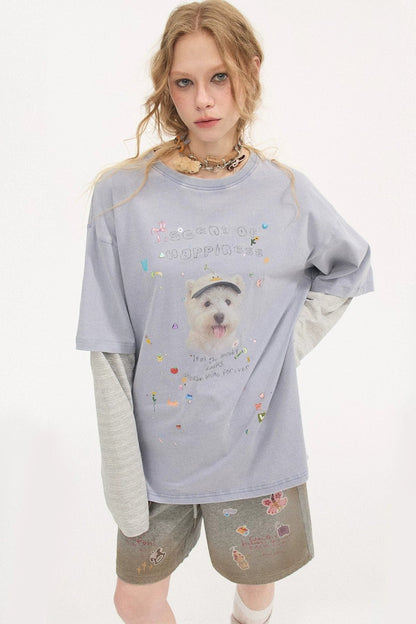 Cartoon Rhinestone Cotton T-Shirt