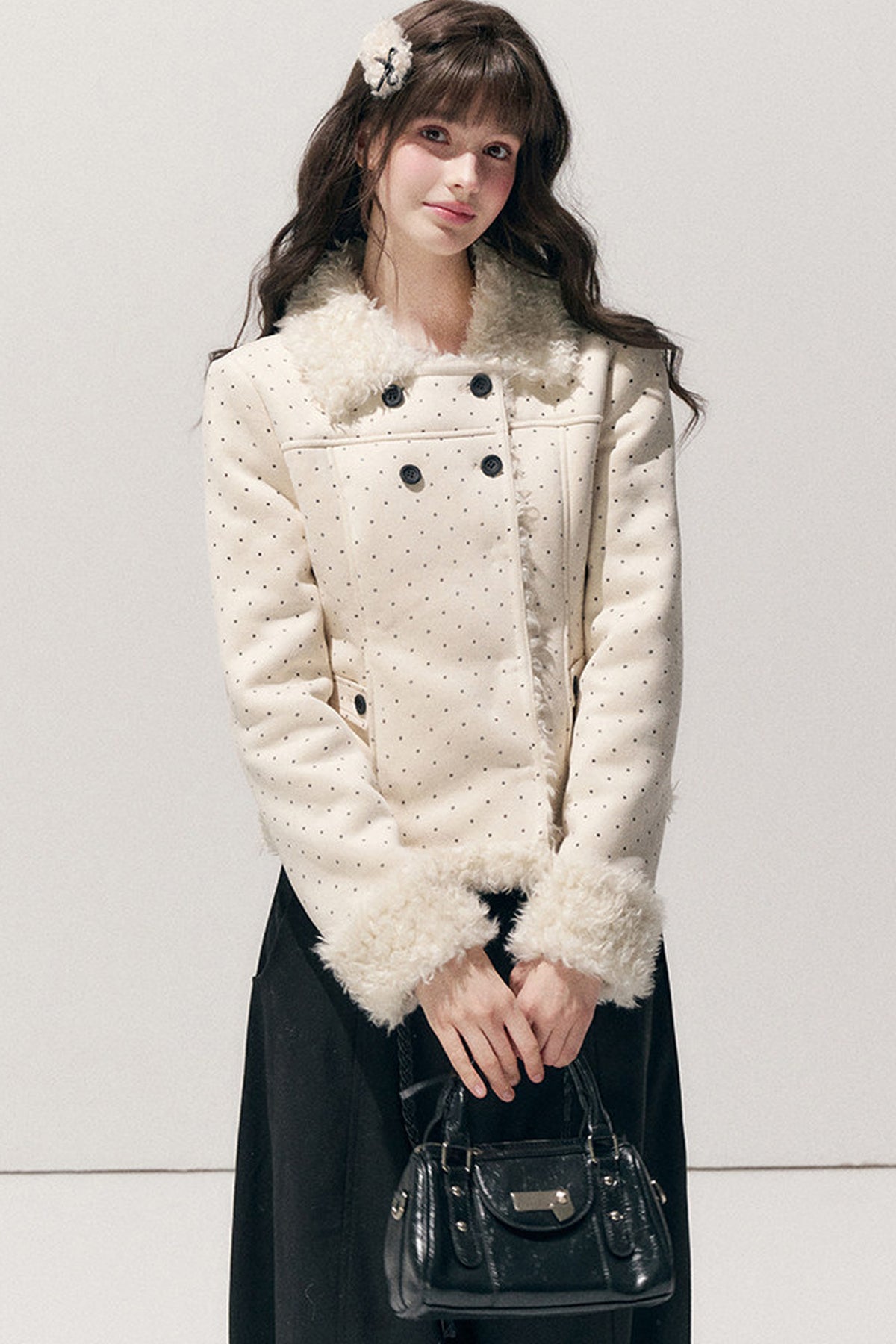Polka Dot Faux Fur Jacket
