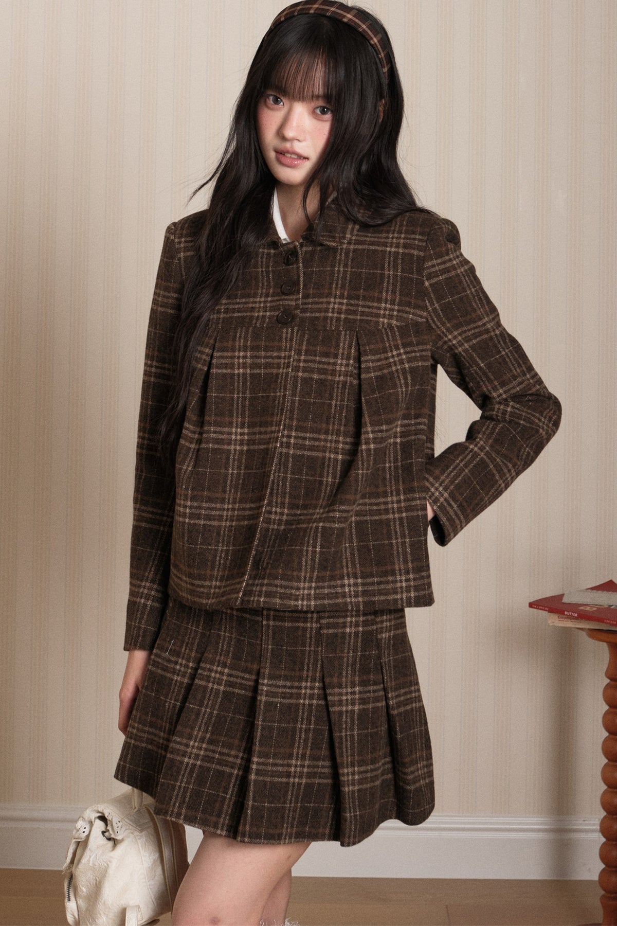 Plaid Top and Pleated Skirt