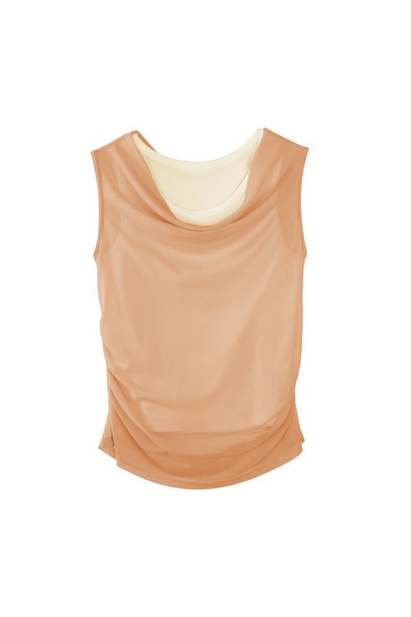 French One-Shoulder Contrasting Color Camisole
