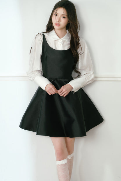 Pleated Tencel Doll Collar Shirt
