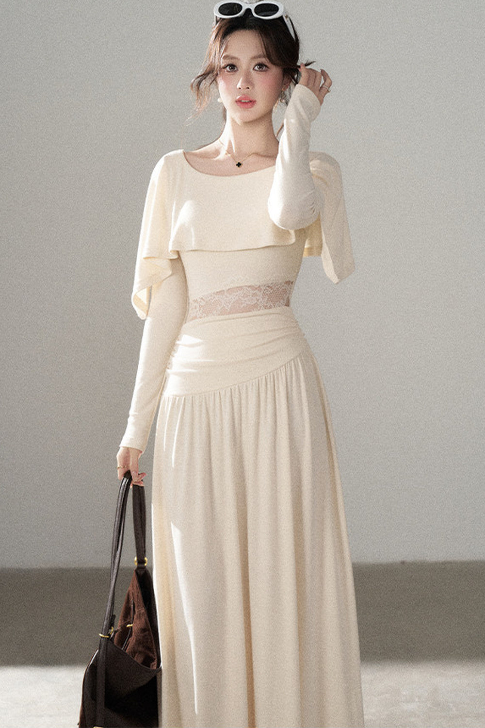 Long-Sleeved Lace Patchwork Dress