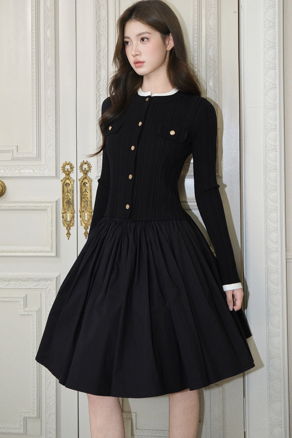Pleated A-Line Midi Skirt