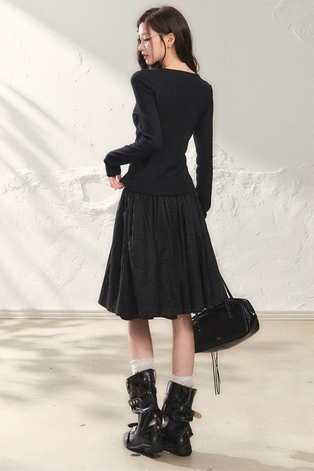Knit Cardigan and Long Skirt Set-Up