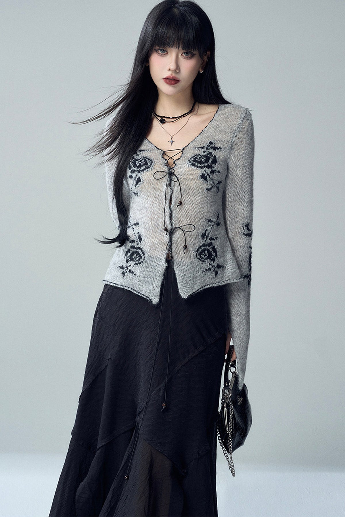 Rose Jacquard Knit Sweater