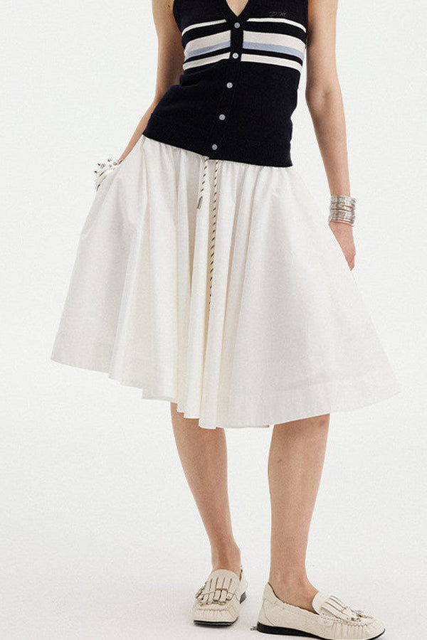 Low Waist Solid A-Line Skirt
