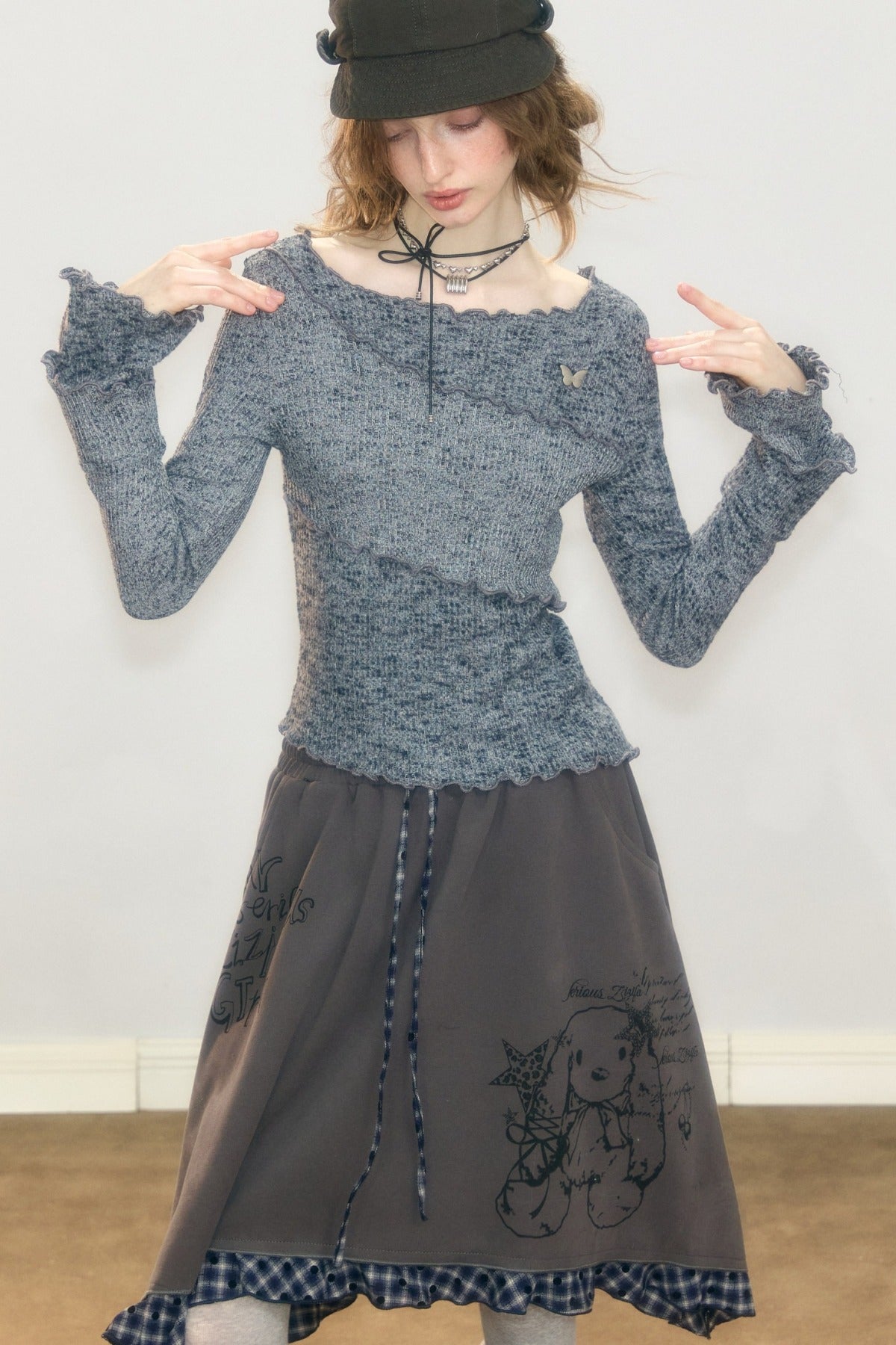 Ruffled Bell Sleeve Knit Top