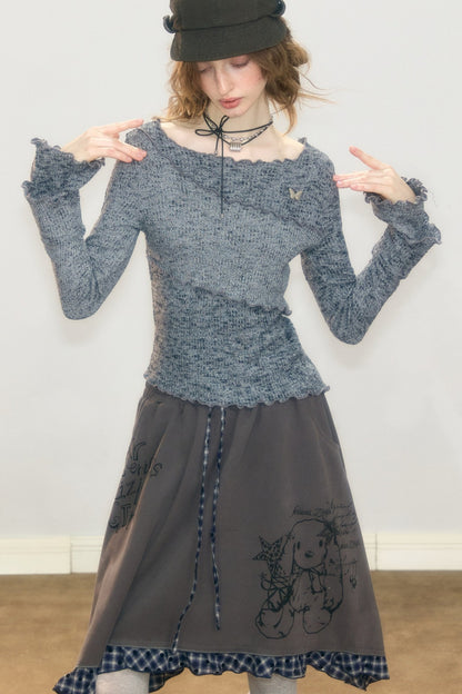 Ruffled Bell Sleeve Knit Top