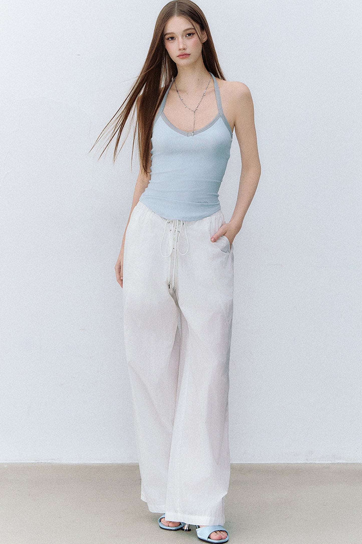 Drawstring Straight-Leg Pants
