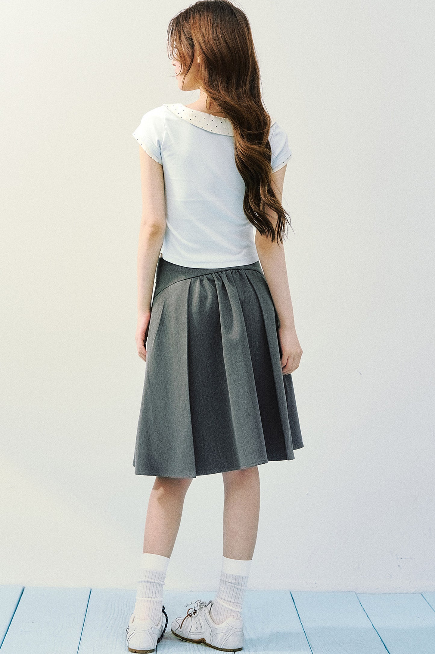 Asymmetrical Pleated Midi Skirt
