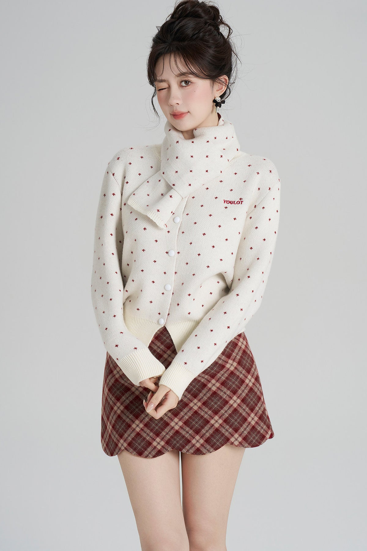Short Woolen Knit Cardigan