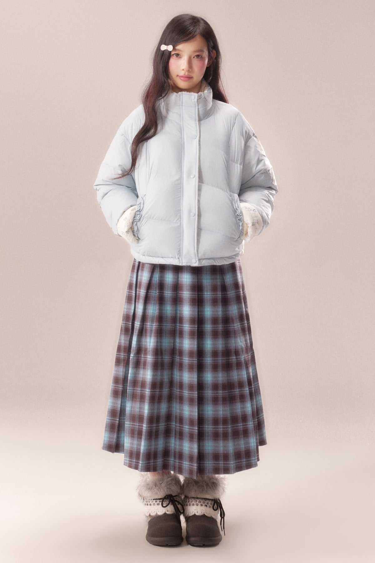 Reversible Floral Down Drawstring Jacket