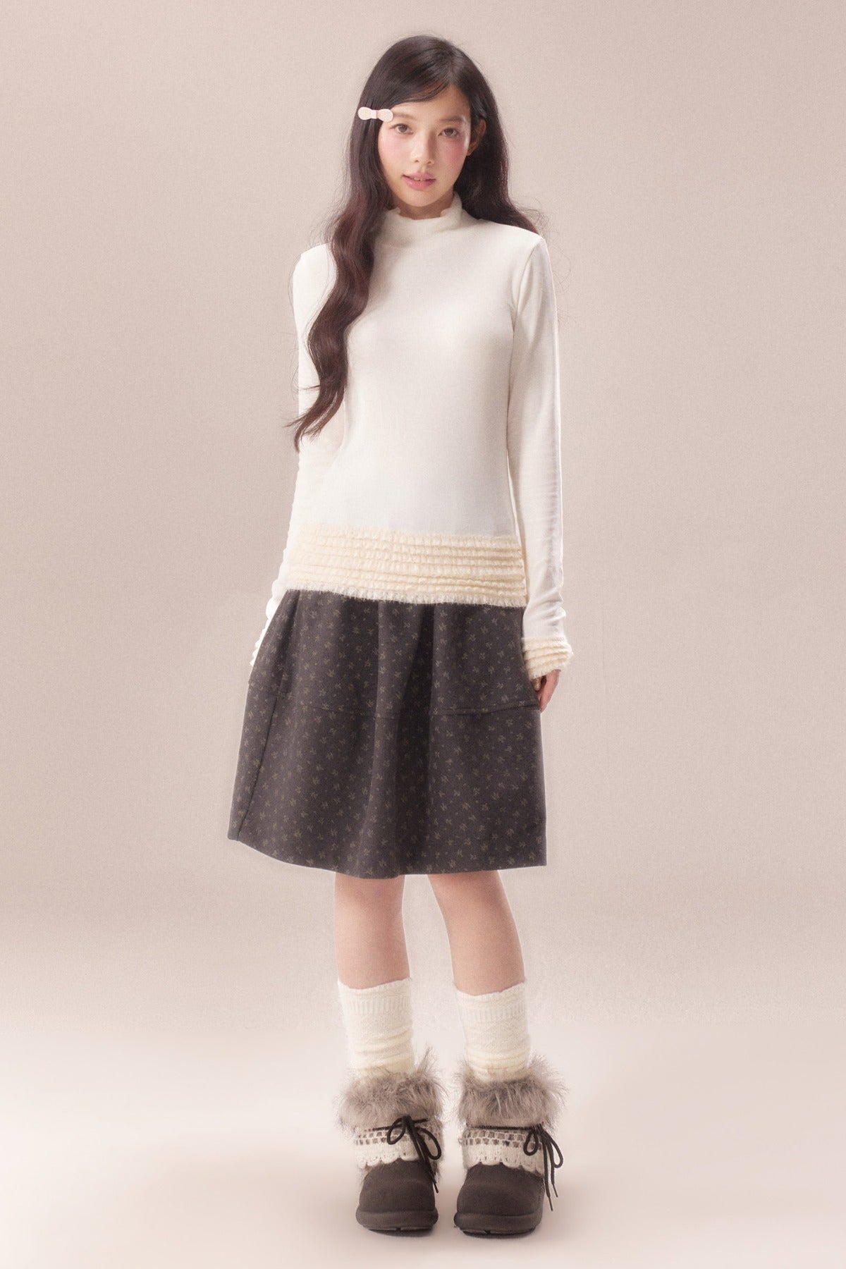 Lace Trim Thermal Knit Top