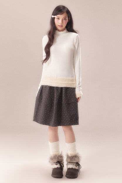 Lace Trim Thermal Knit Top
