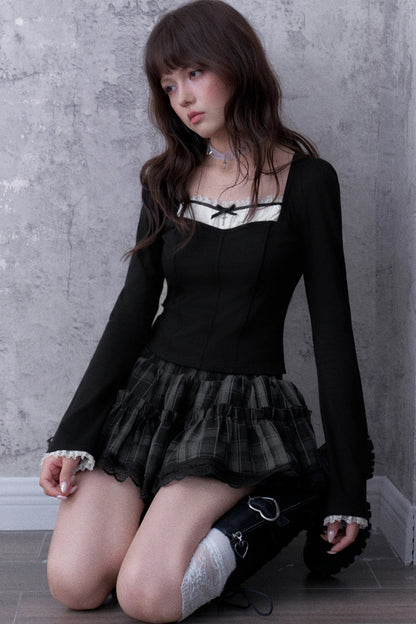 Black Faux Fishbone Slim-Fit T-Shirt