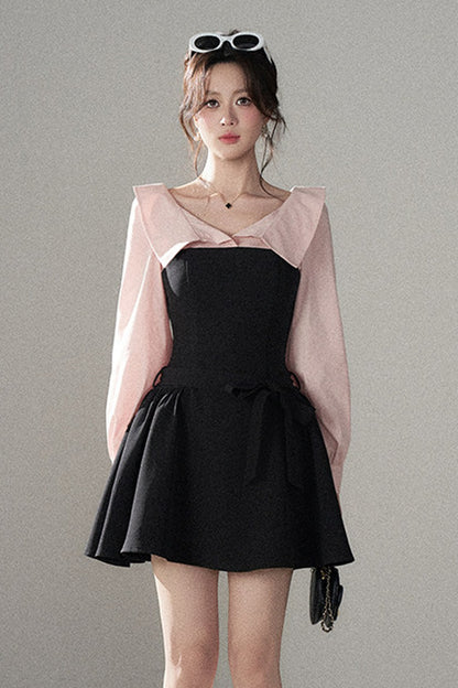 Black Flared Shirt Dress