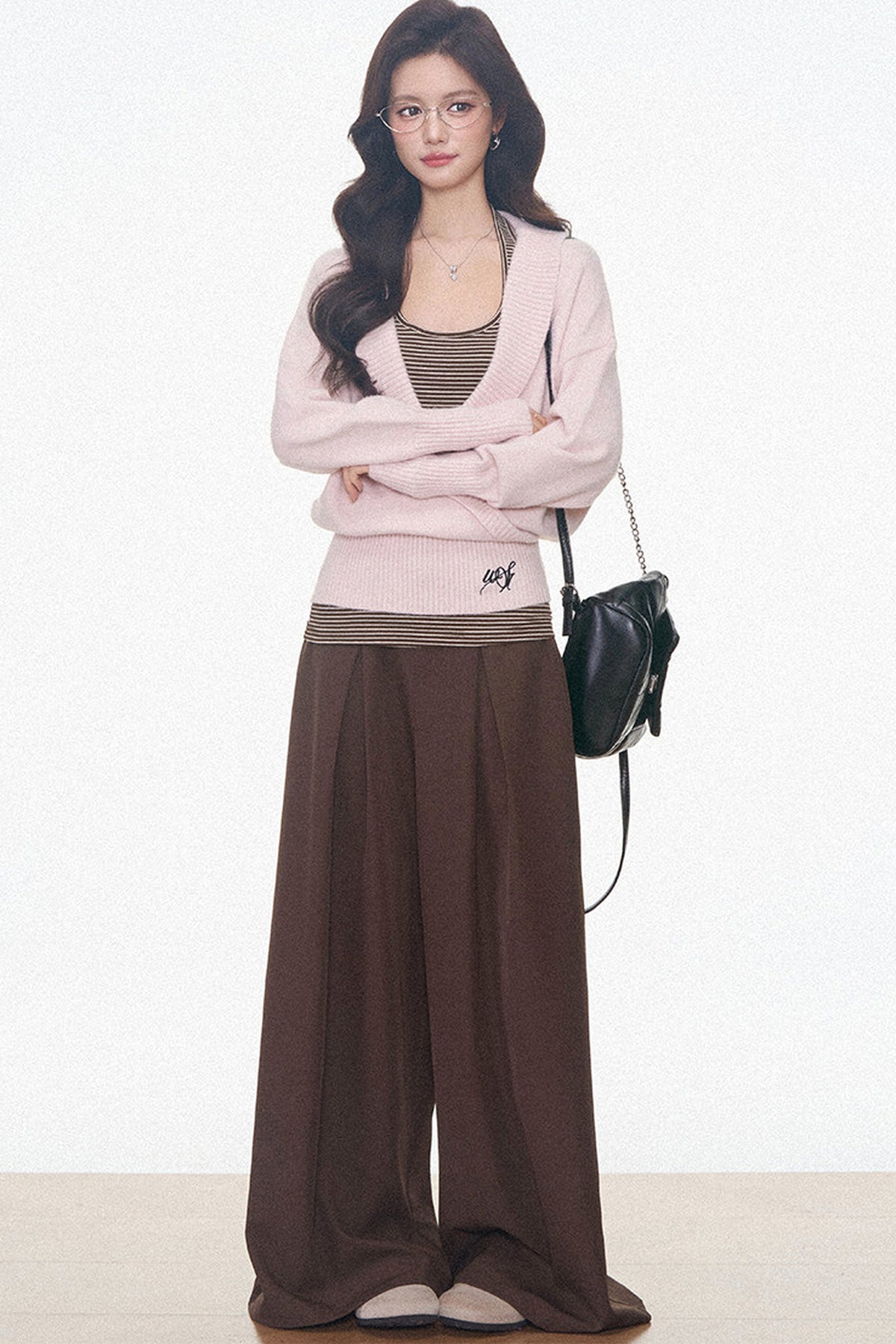 Westayone Long-Sleeved Knitted Sweater and Wide-Leg Pants Set-Up