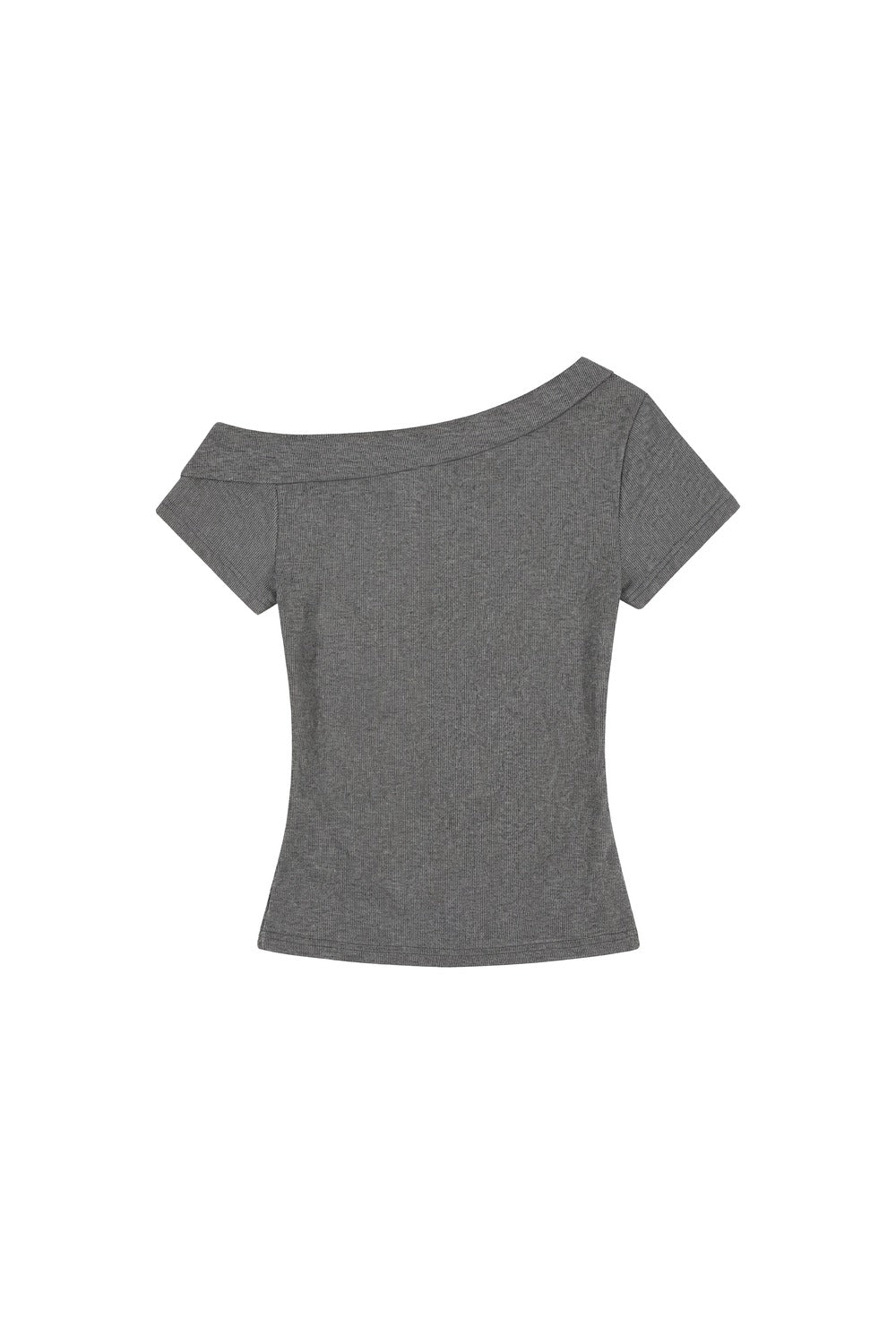 Top minimalista grigio con spalle scoperte
