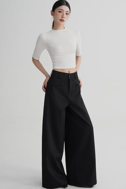 Cropped High Neck Short Sleeve Top