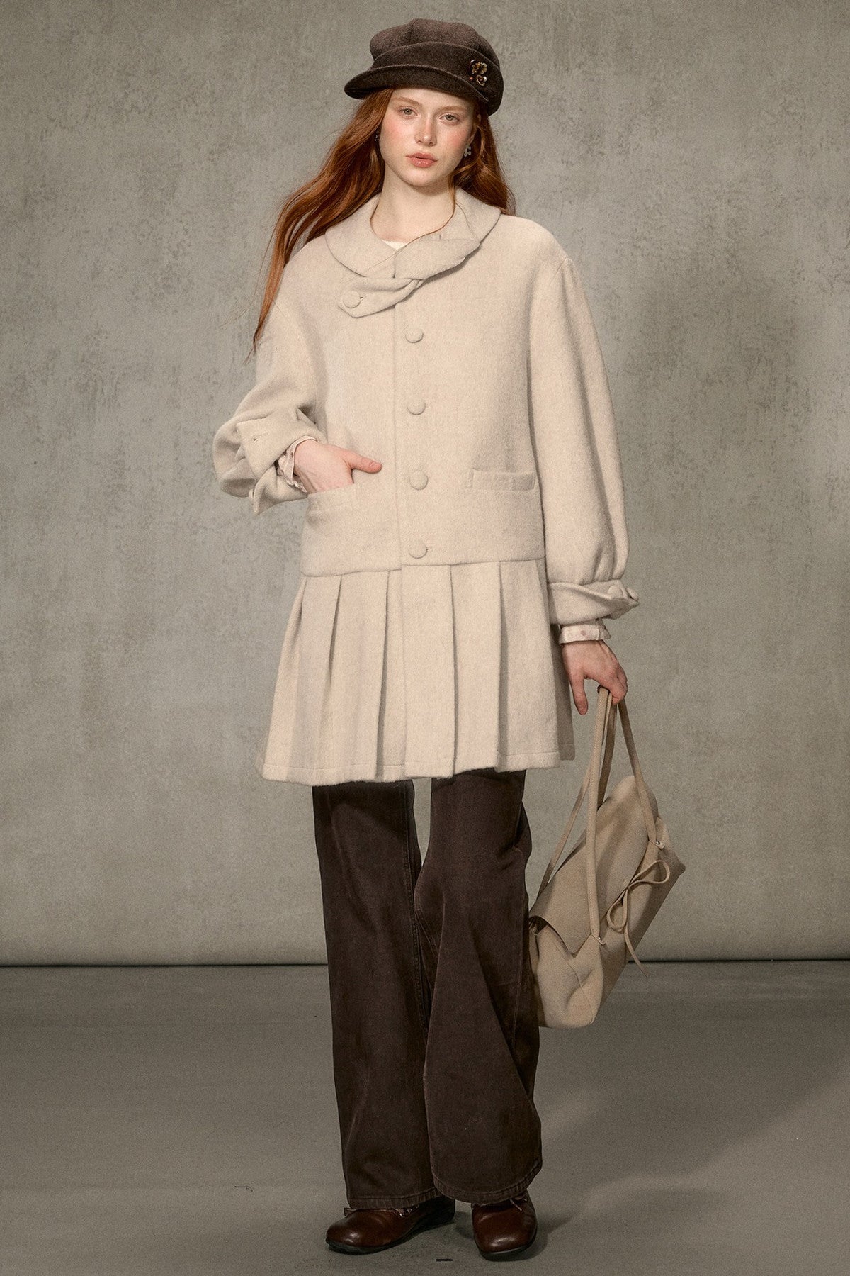 White Tea Letterhead Wool Blend Coat
