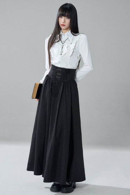 Gothic Black Skirt and White Shirt Set-Up