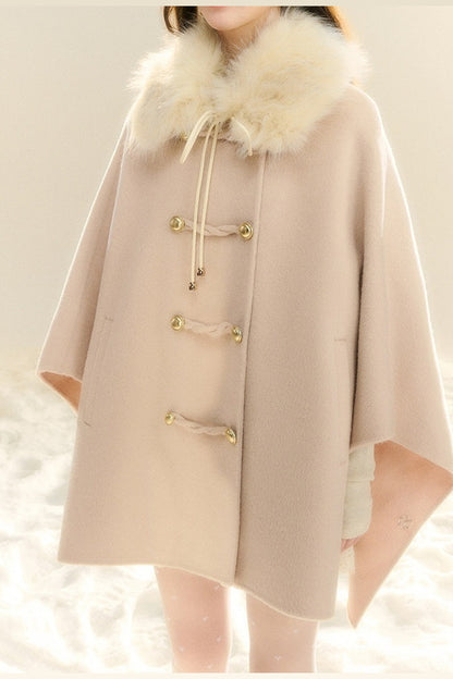 100% Wool Fox Fur Napoleon Cape