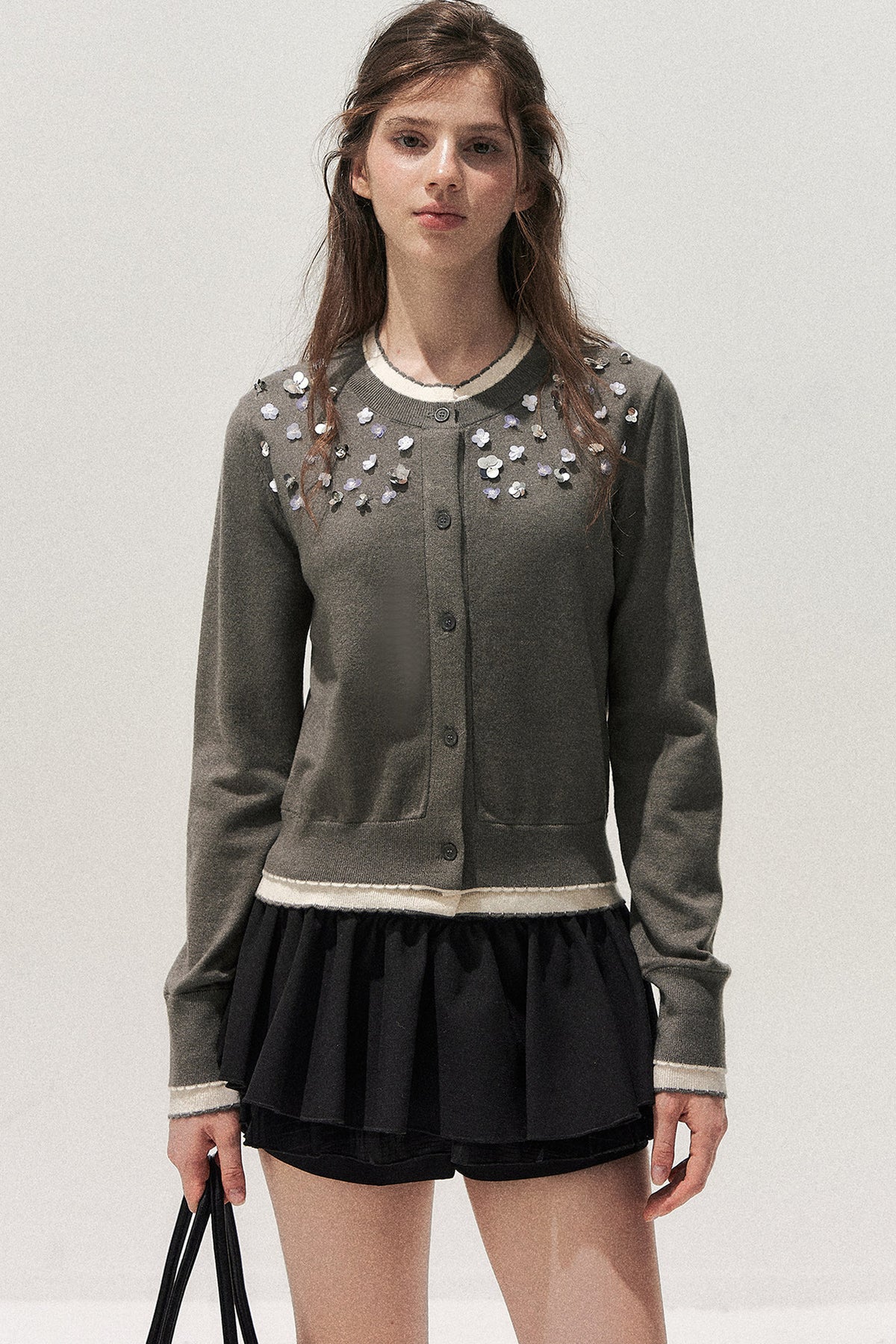 Hand-Beaded Layered-Look Cardigan