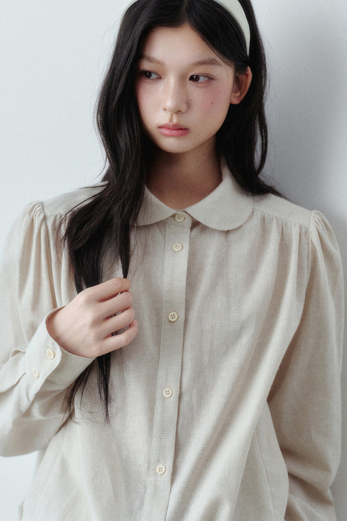 Low-Waist Ruffle Linen Shirt