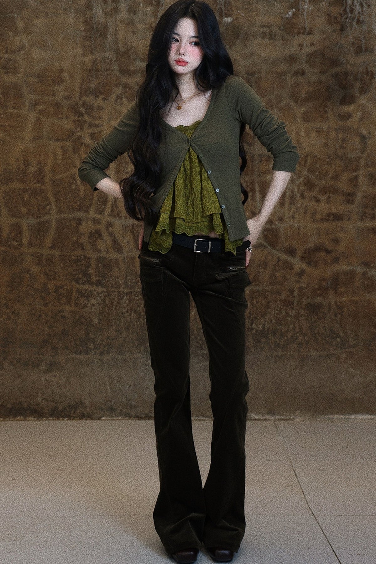 Multi-Pocket Corduroy Flared Pants