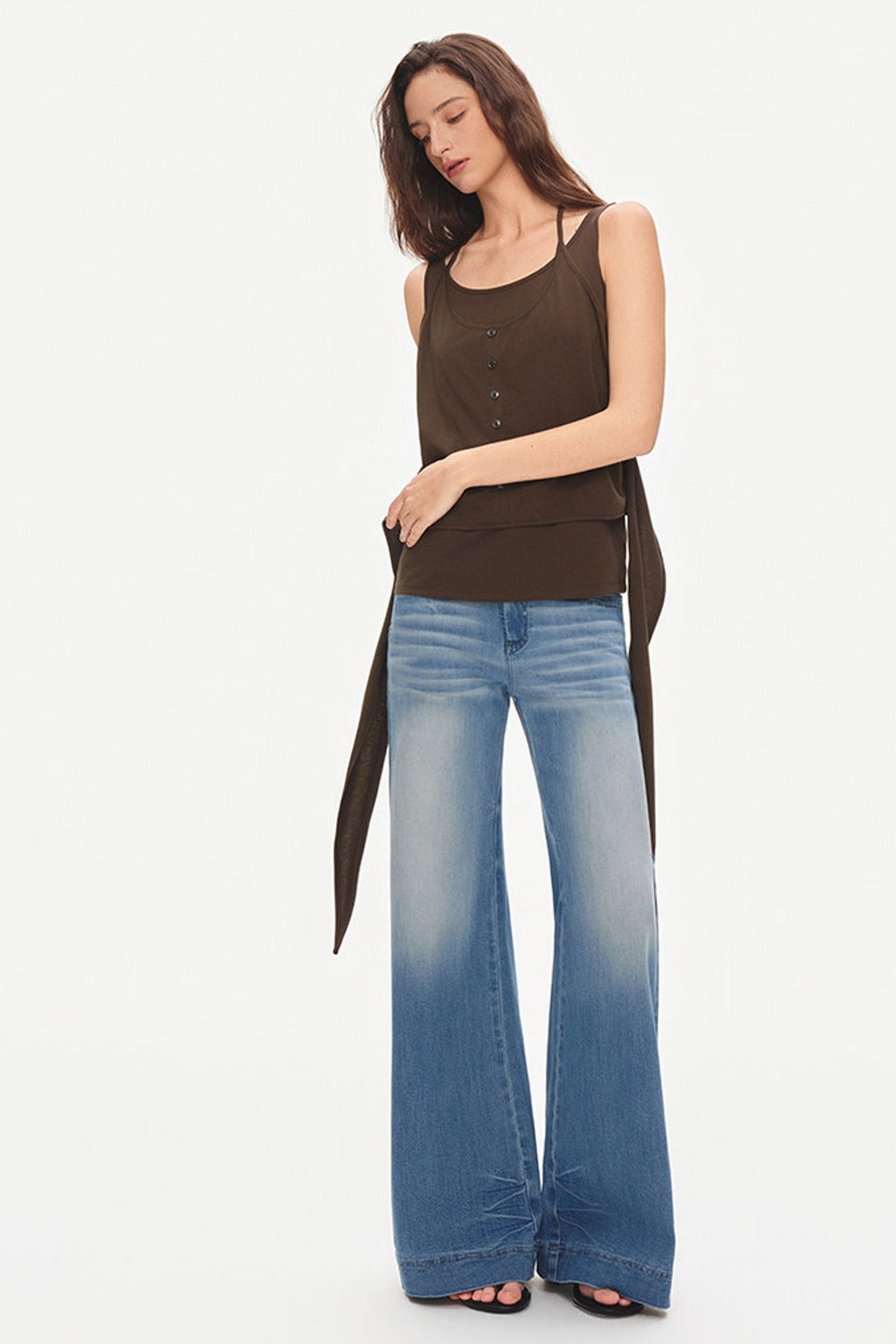 Layered-Look Tie U-Neck Camisole